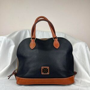 Dooney & Bourke Top Zip Satchel Black Purse Bag Pebbled Grain Leather